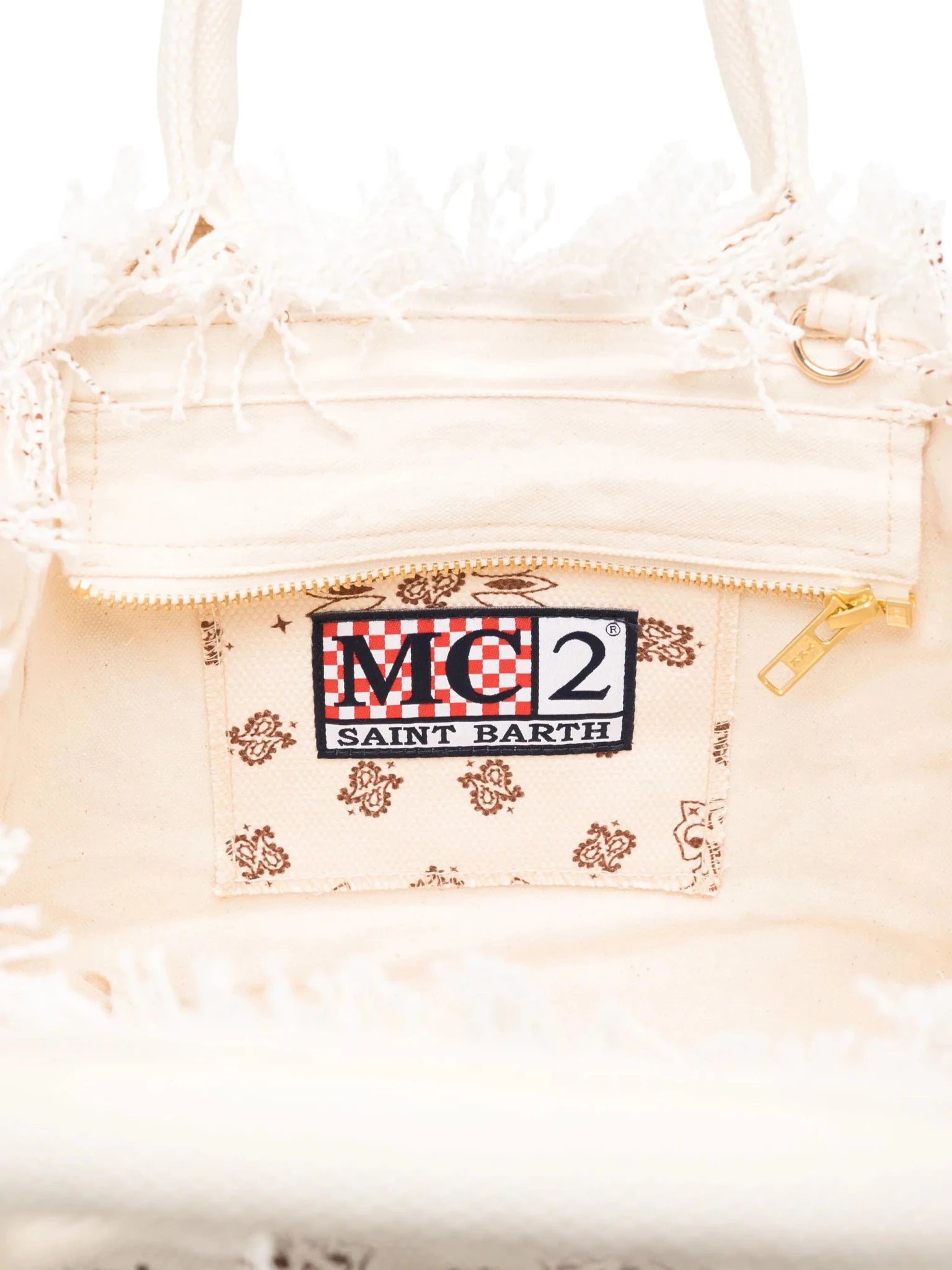 BORSA BEIGE CON STAMPA GRAFICA ALL - OVER MC2 SAINT BARTH - Angel Luxury