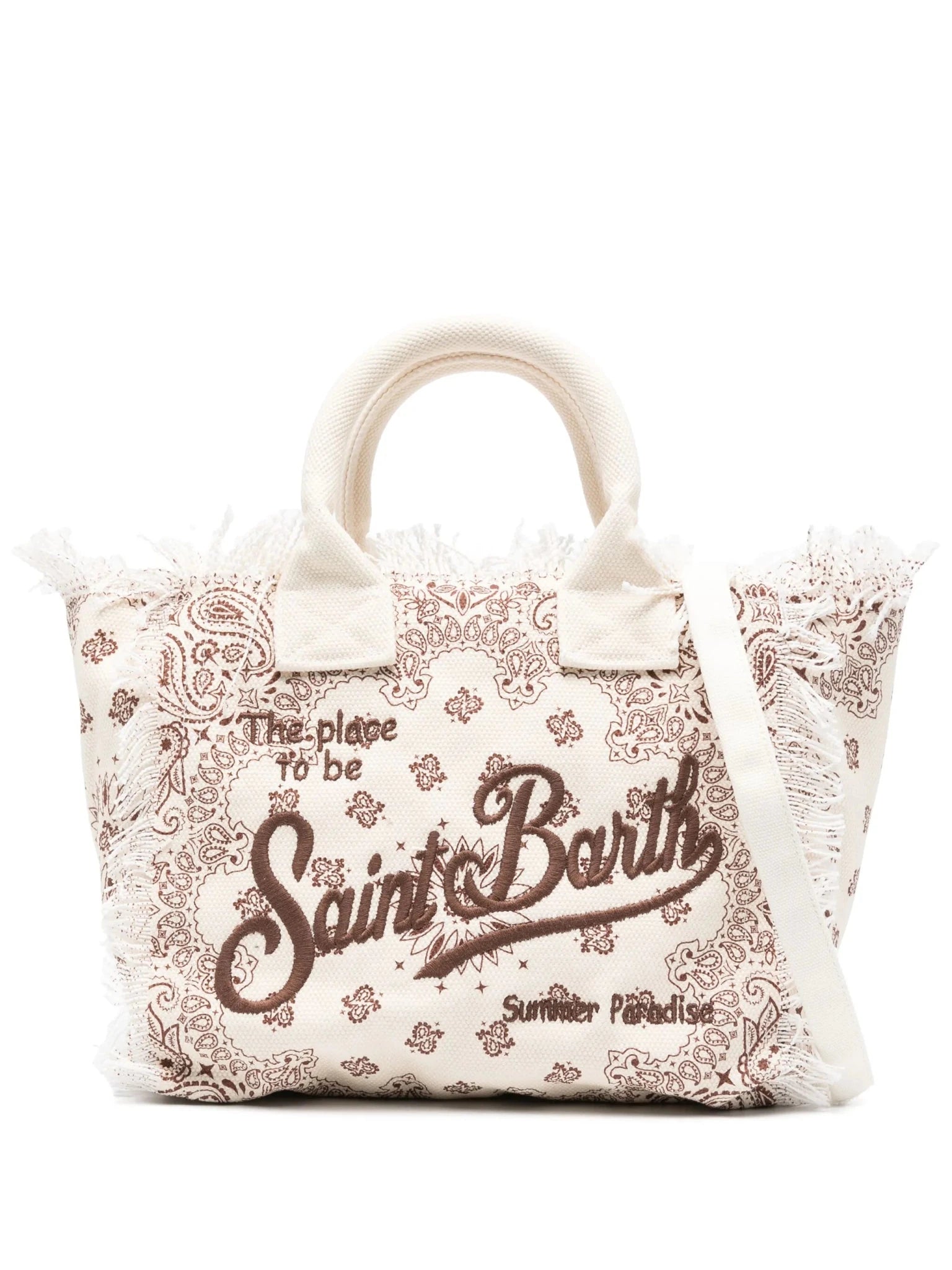 BORSA BEIGE CON STAMPA GRAFICA ALL - OVER MC2 SAINT BARTH - Angel Luxury