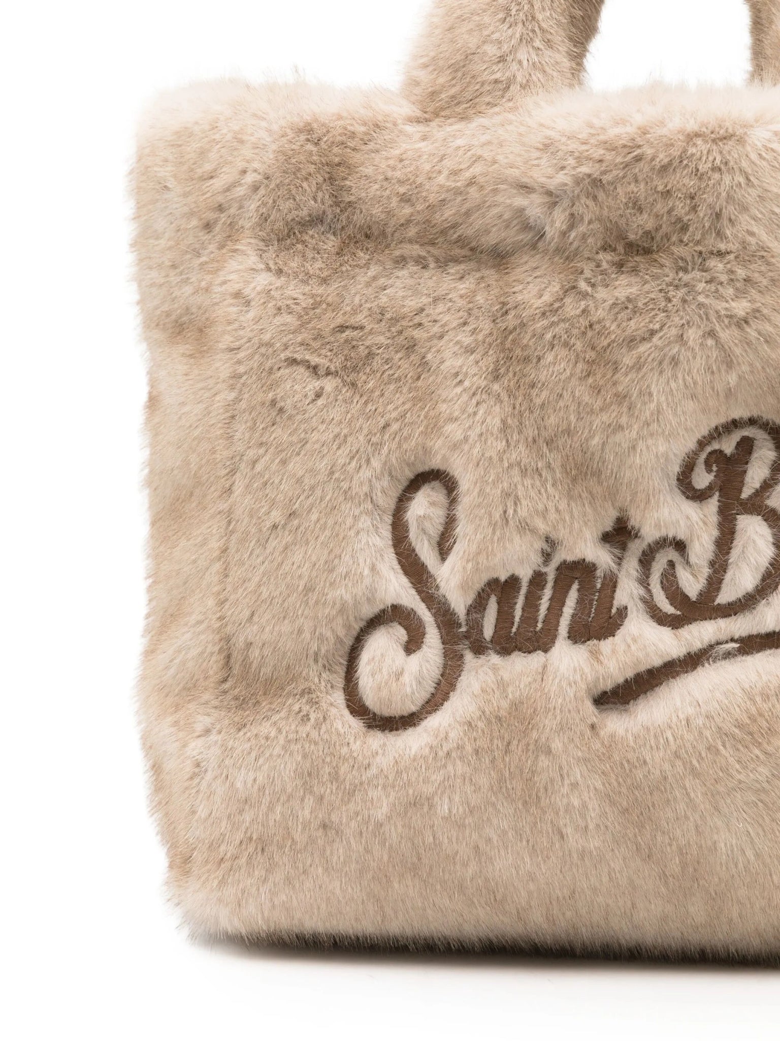BORSA BEIGE IN PELLICCIA SINTETICA CON LOGO MARRONE MC2 SAINT BARTH - Angel Luxury