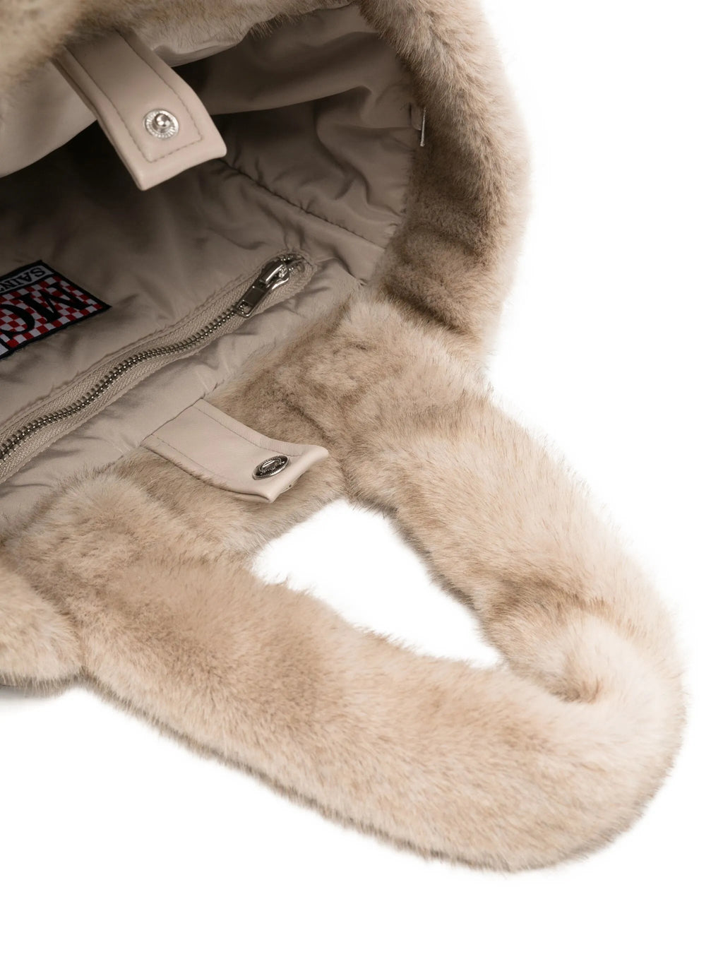 BORSA BEIGE IN PELLICCIA SINTETICA CON LOGO MARRONE MC2 SAINT BARTH - Angel Luxury