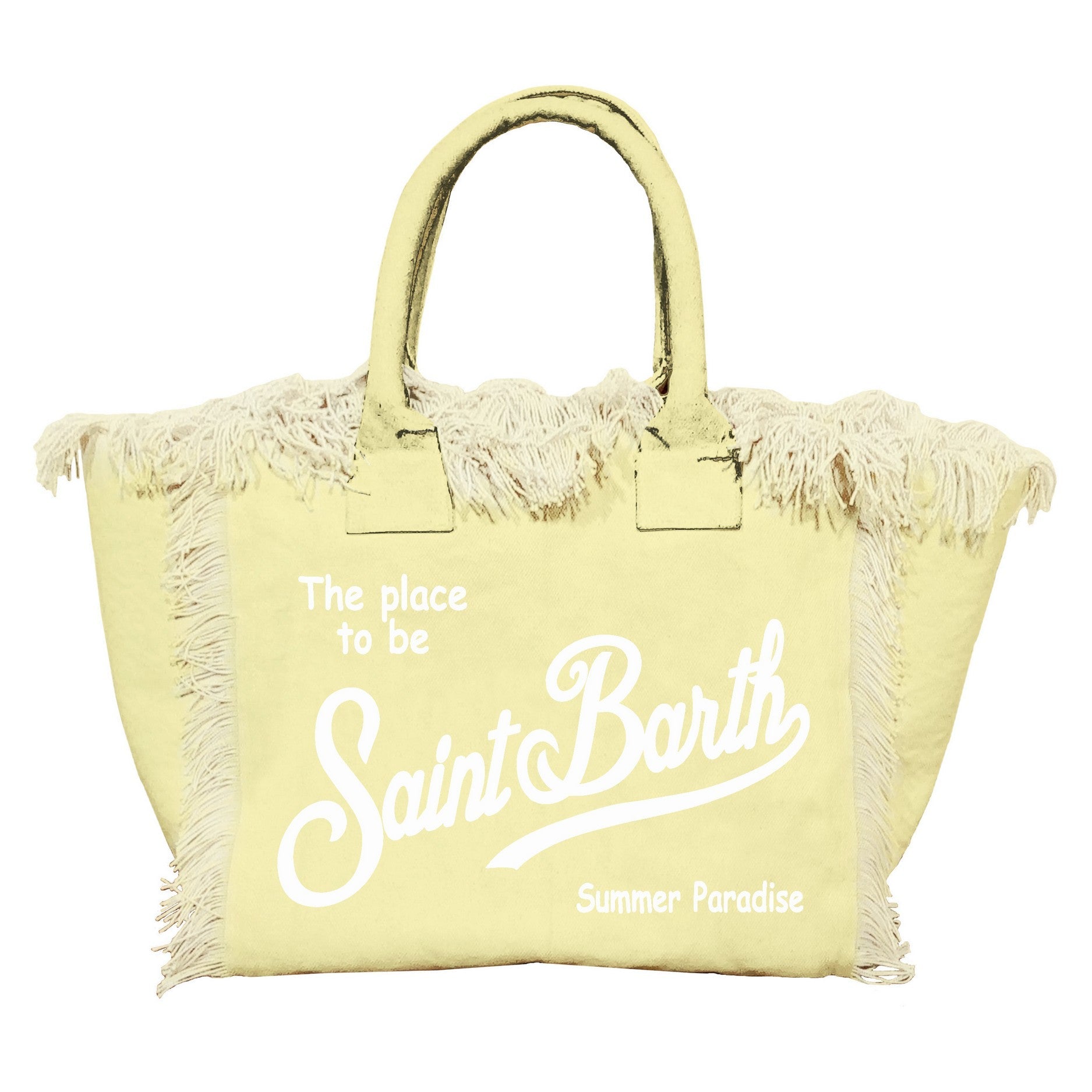 BORSA GIALLA CON LOGO BIANCO MC2 SAINT BARTH - Angel Luxury