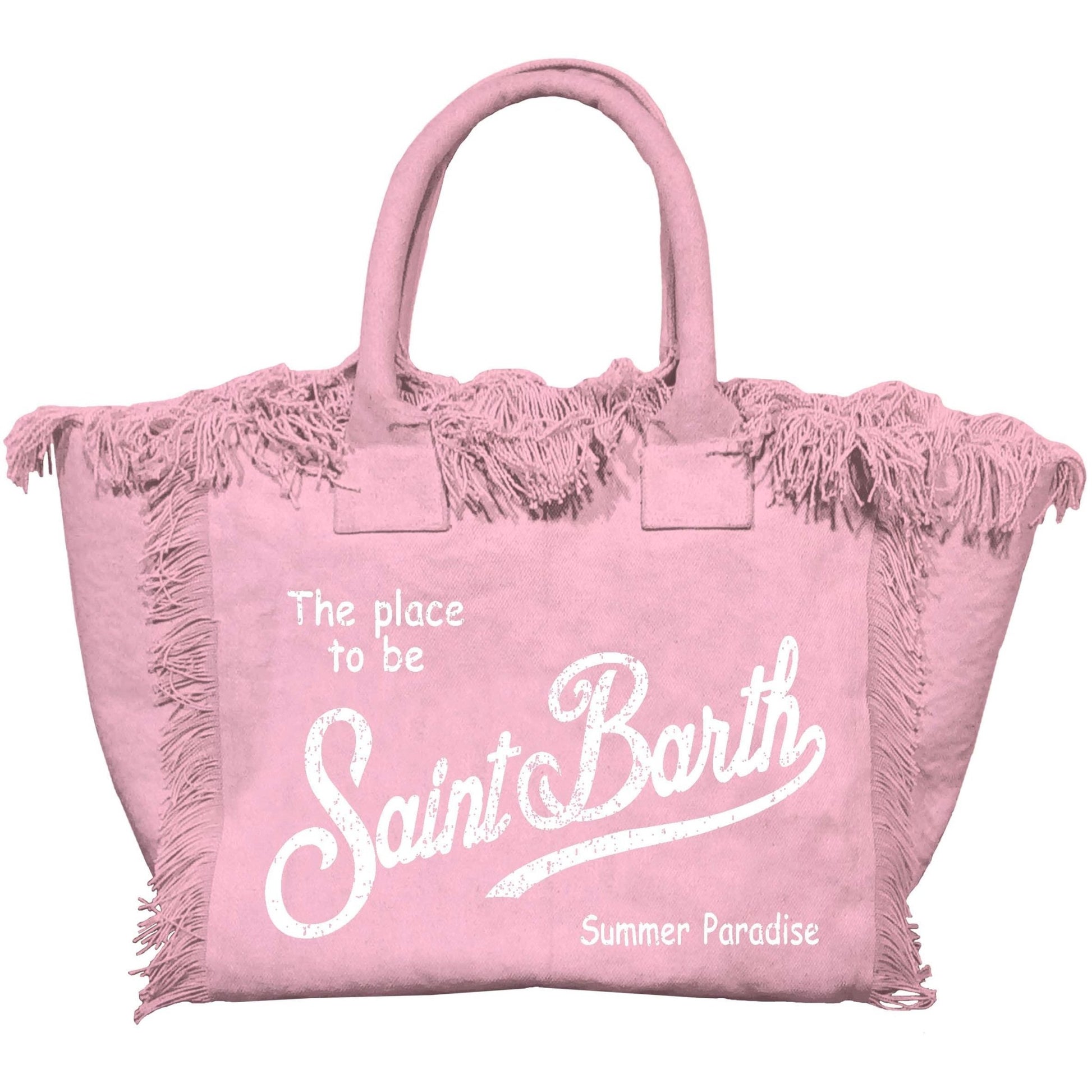 BORSA IN CANVAS MC2 SAINT BARTH ROSA CON LOGO BIANCO - Angel Luxury