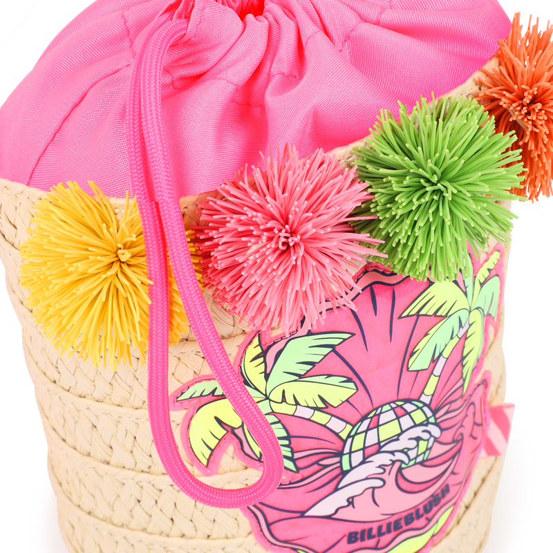 BORSA IN PAGLIA A CILINDRO CON PALME BILLIEBLUSH - Angel Luxury