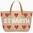 BORSA IN PAGLIA CITY MINI CON CUORI ROSSI MC2 SAINT BARTH - Angel Luxury
