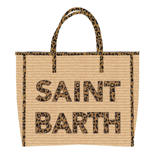 BORSA IN PAGLIA CON BORDI E LOGO MACULATI MC2 SAINT BARTH - Angel Luxury