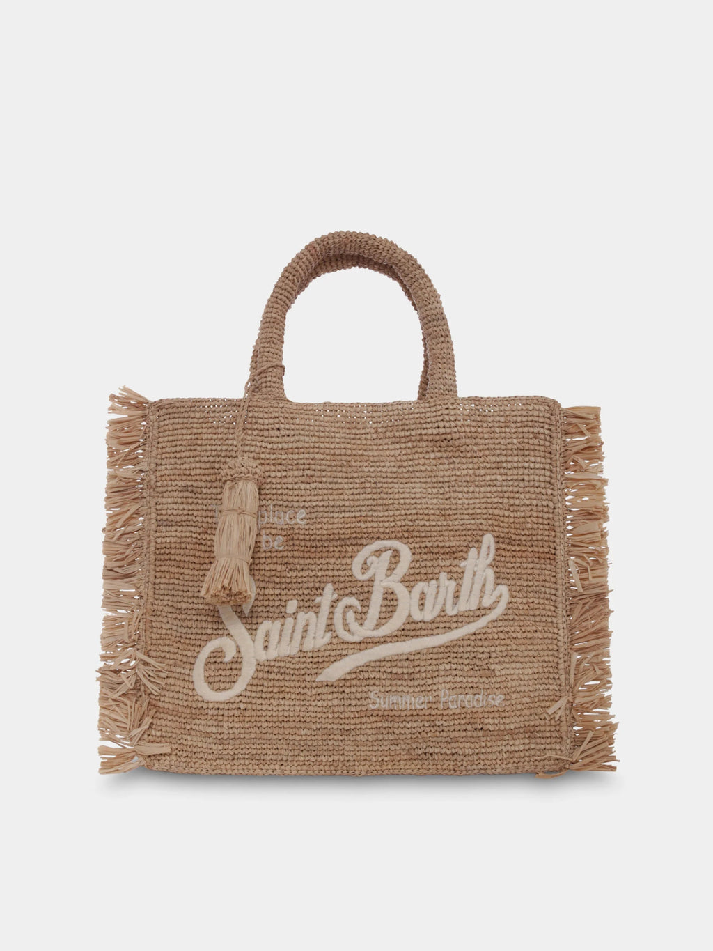 BORSA IN PAGLIA CON FRANGE BEIGE MC2 SAINT BARTH - Angel Luxury