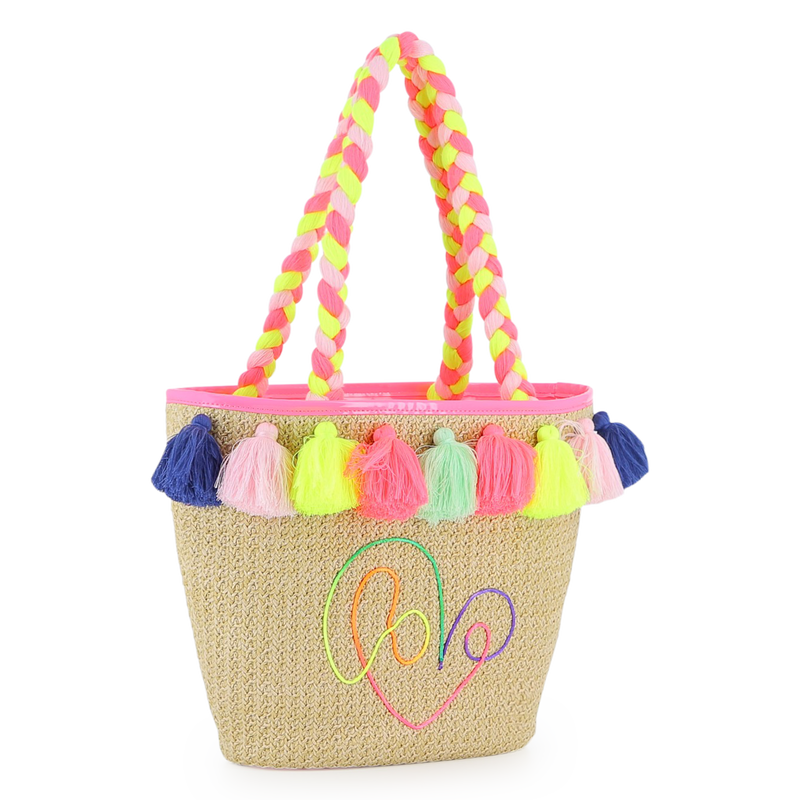 BORSA IN PAGLIA CON SCRITTA LOVE MULTICOLOR BILLIEBLUSH - Angel Luxury