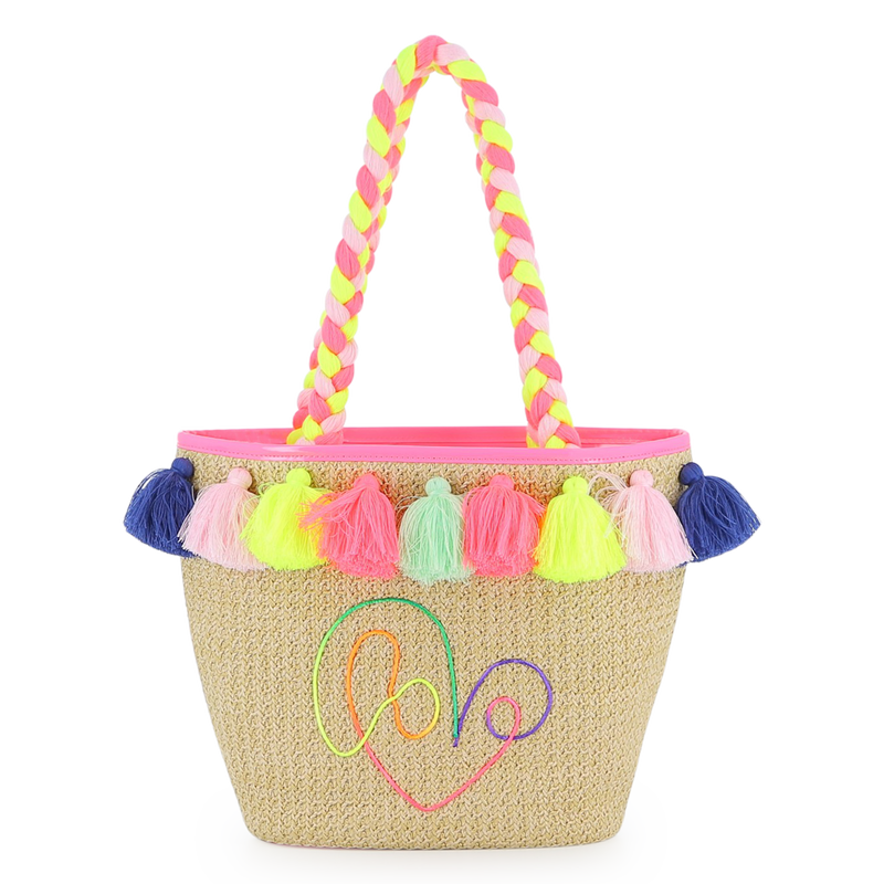 BORSA IN PAGLIA CON SCRITTA LOVE MULTICOLOR BILLIEBLUSH - Angel Luxury