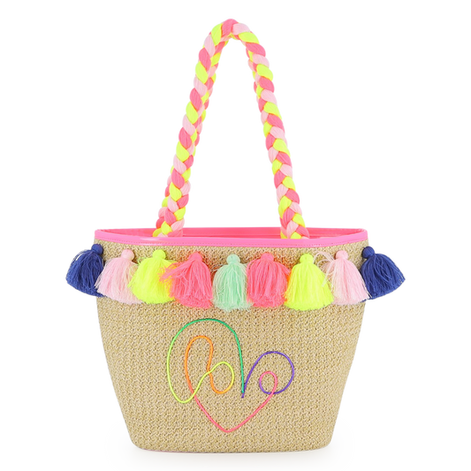 BORSA IN PAGLIA CON SCRITTA LOVE MULTICOLOR BILLIEBLUSH - Angel Luxury