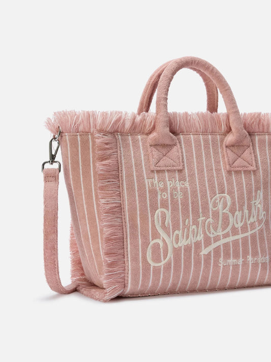 BORSA IN SPUGNA ROSA CIPOLLA A RIGHE CON LOGO MC2 SAINT BARTH - Angel Luxury