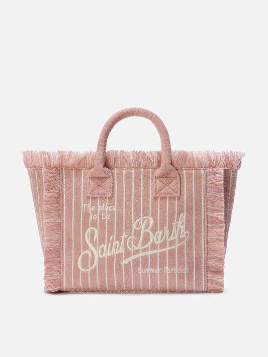 BORSA IN SPUGNA ROSA CIPOLLA A RIGHE CON LOGO MC2 SAINT BARTH - Angel Luxury