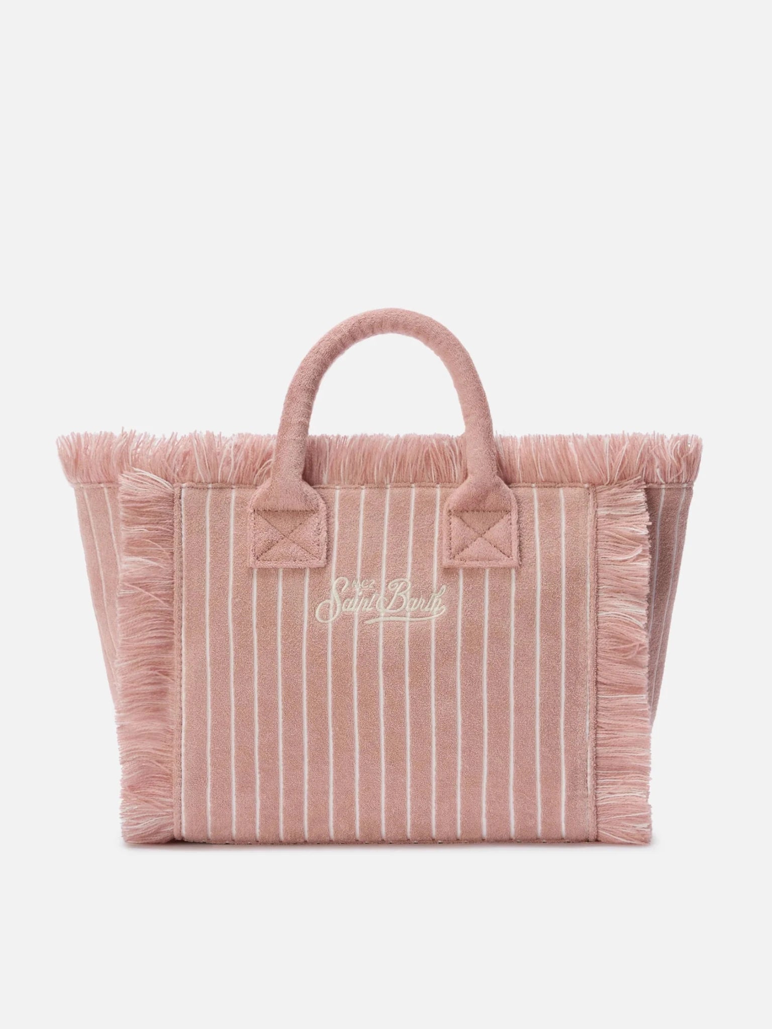 BORSA IN SPUGNA ROSA CIPOLLA A RIGHE CON LOGO MC2 SAINT BARTH - Angel Luxury