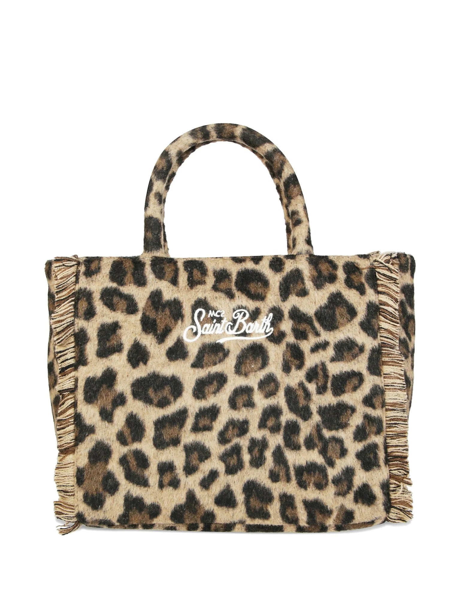BORSA LEOPARDATA IN LANA CON FRANGE MC2 SAINT BARTH - Angel Luxury