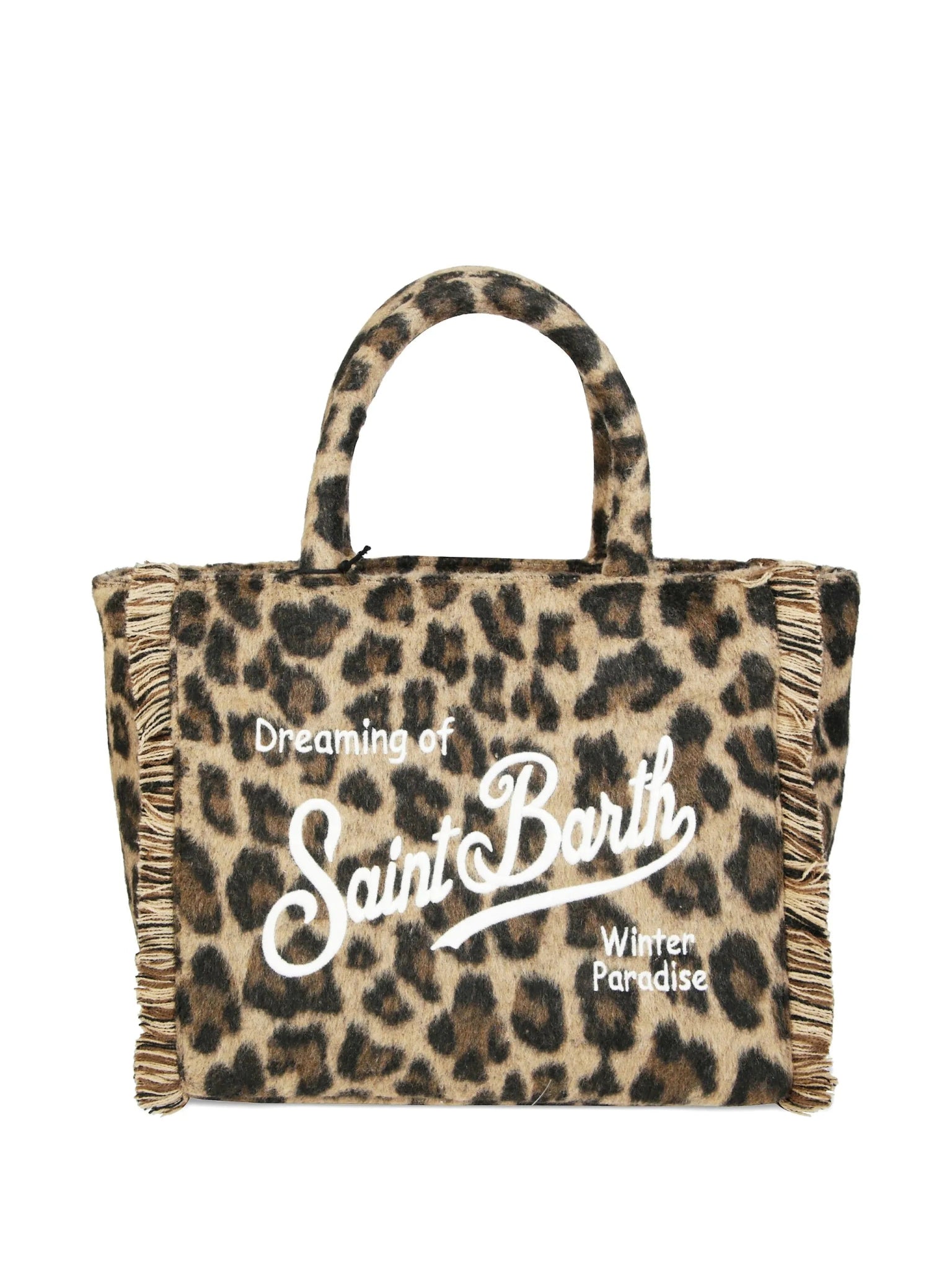 BORSA LEOPARDATA IN LANA CON FRANGE MC2 SAINT BARTH - Angel Luxury