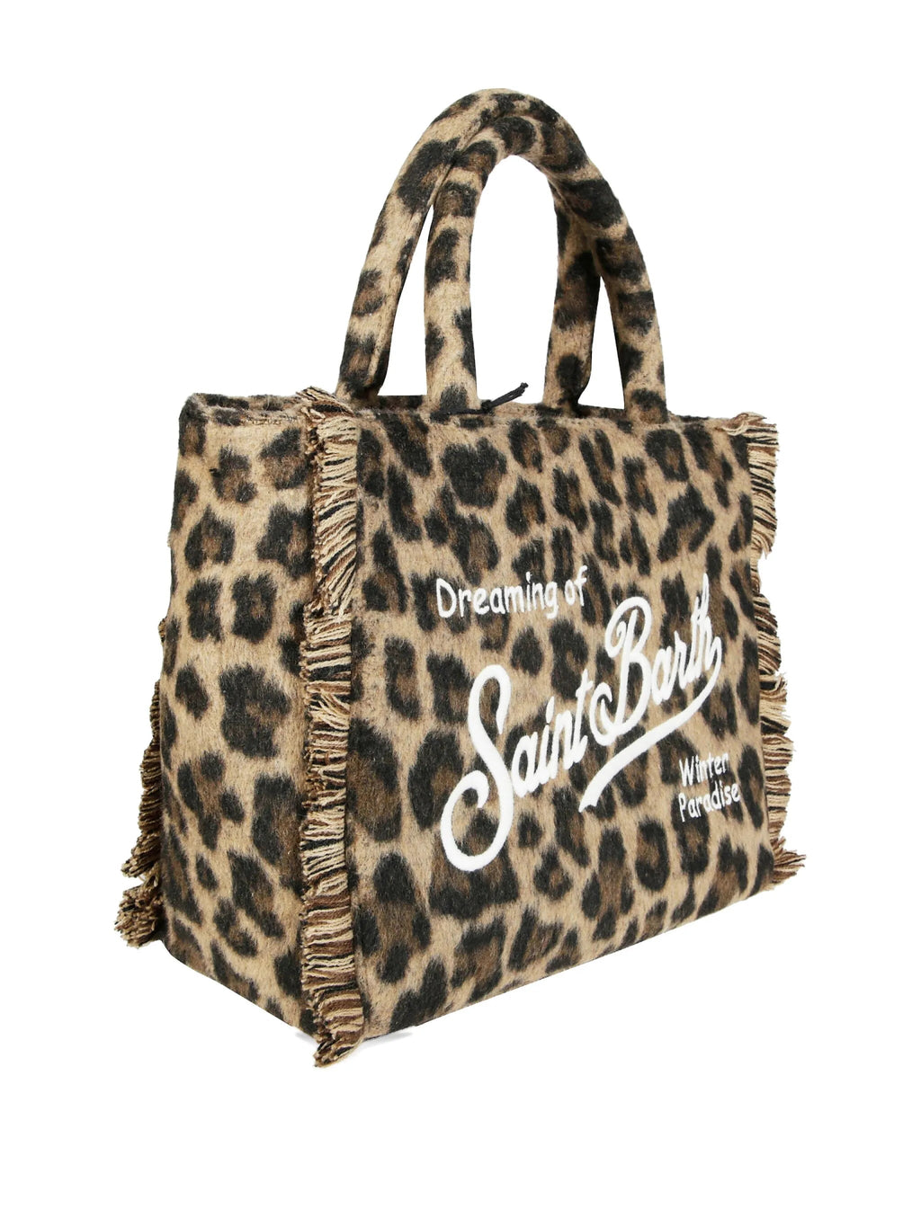 BORSA LEOPARDATA IN LANA CON FRANGE MC2 SAINT BARTH - Angel Luxury