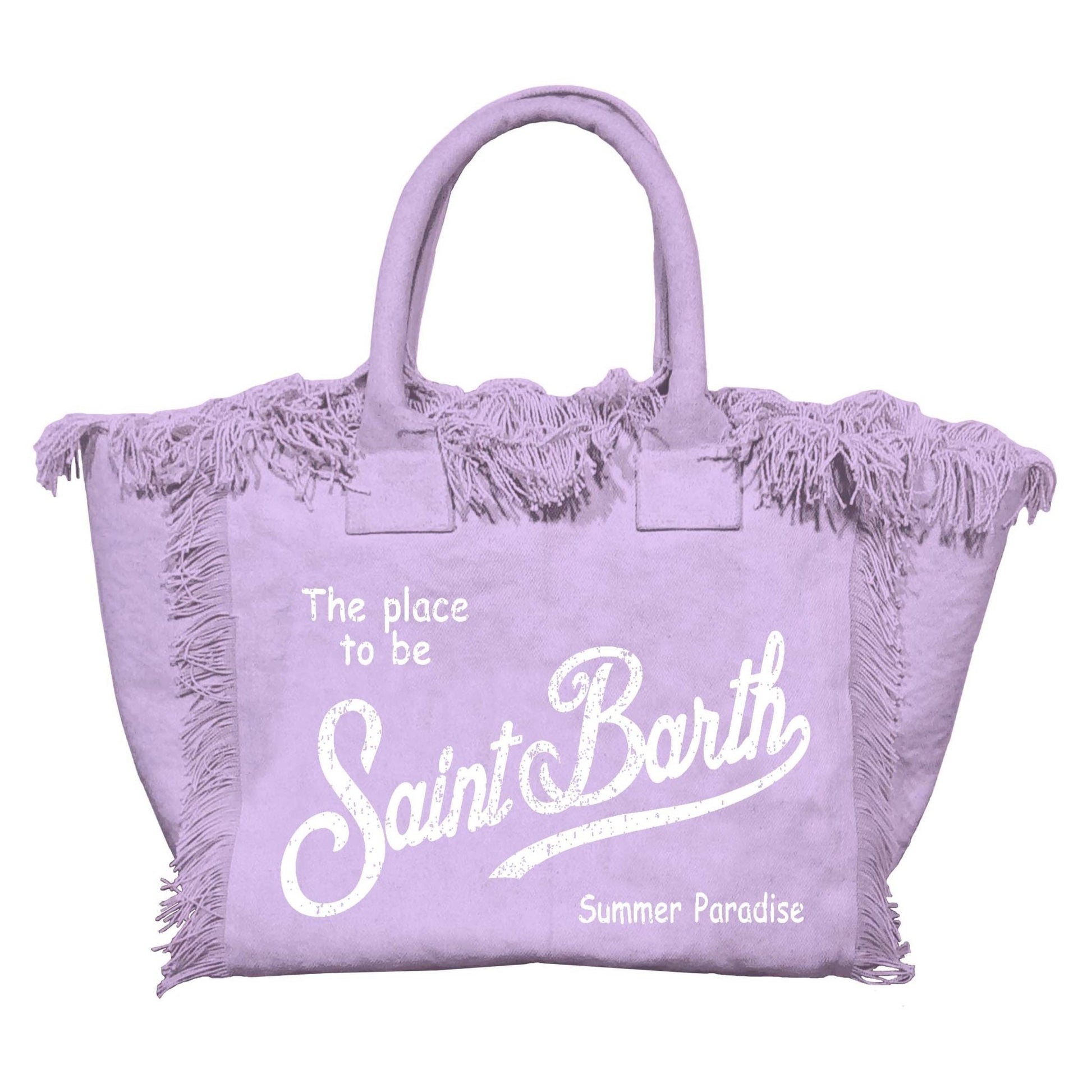 BORSA LILLA IN CANVAS MC2 SAINT BARTH CON LOGO BIANCO - Angel Luxury