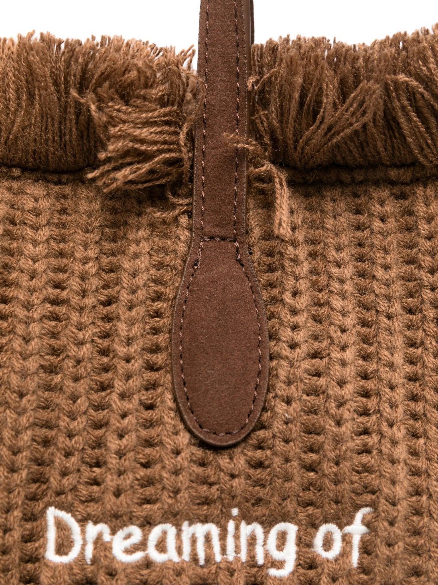 BORSA MARRONE IN LANA INTRECCIATA CON LOGO BIANCO MC2 SAINT BARTH - Angel Luxury