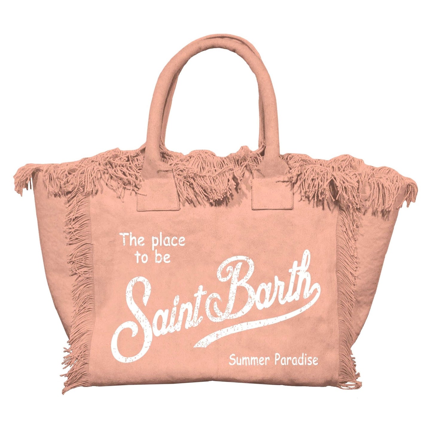 BORSA MC2 SAINT BARTH IN CANVAS COLOR SALMONE CON LOGO BIANCO - Angel Luxury