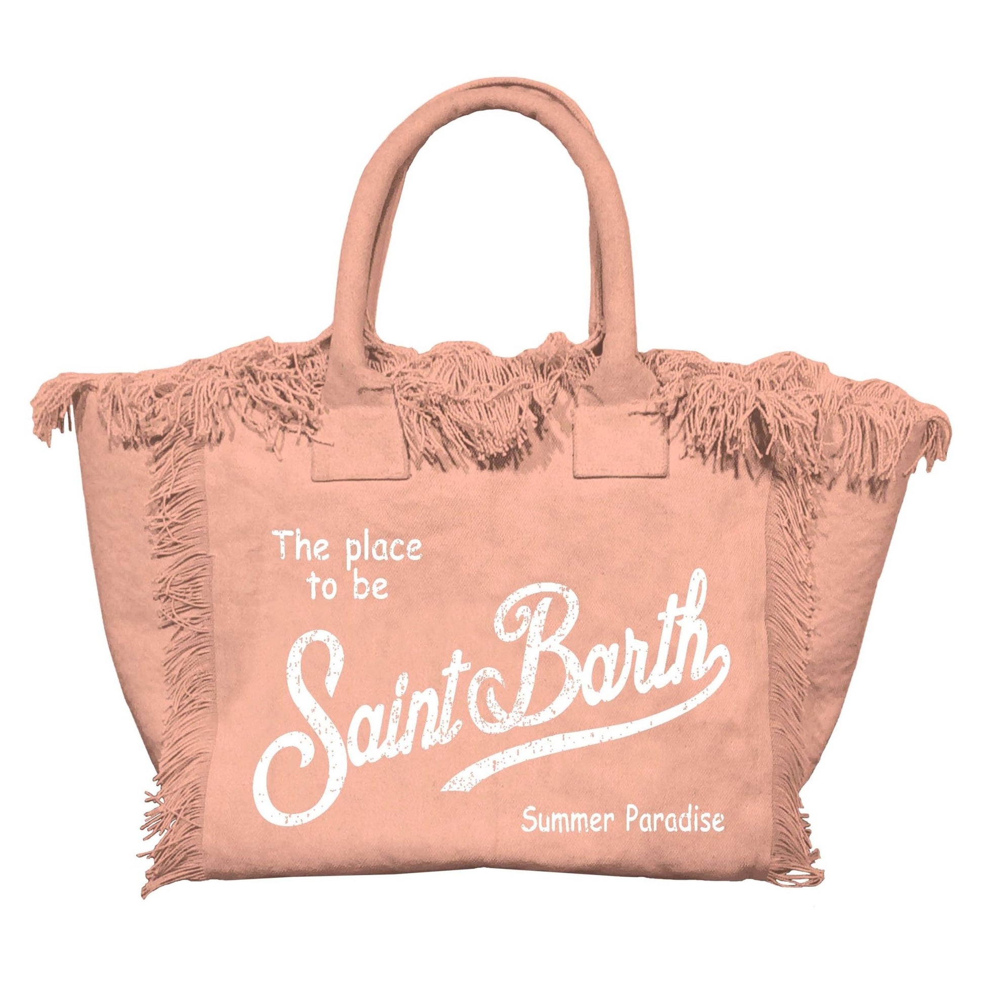 BORSA MC2 SAINT BARTH IN CANVAS COLOR SALMONE CON LOGO BIANCO - Angel Luxury