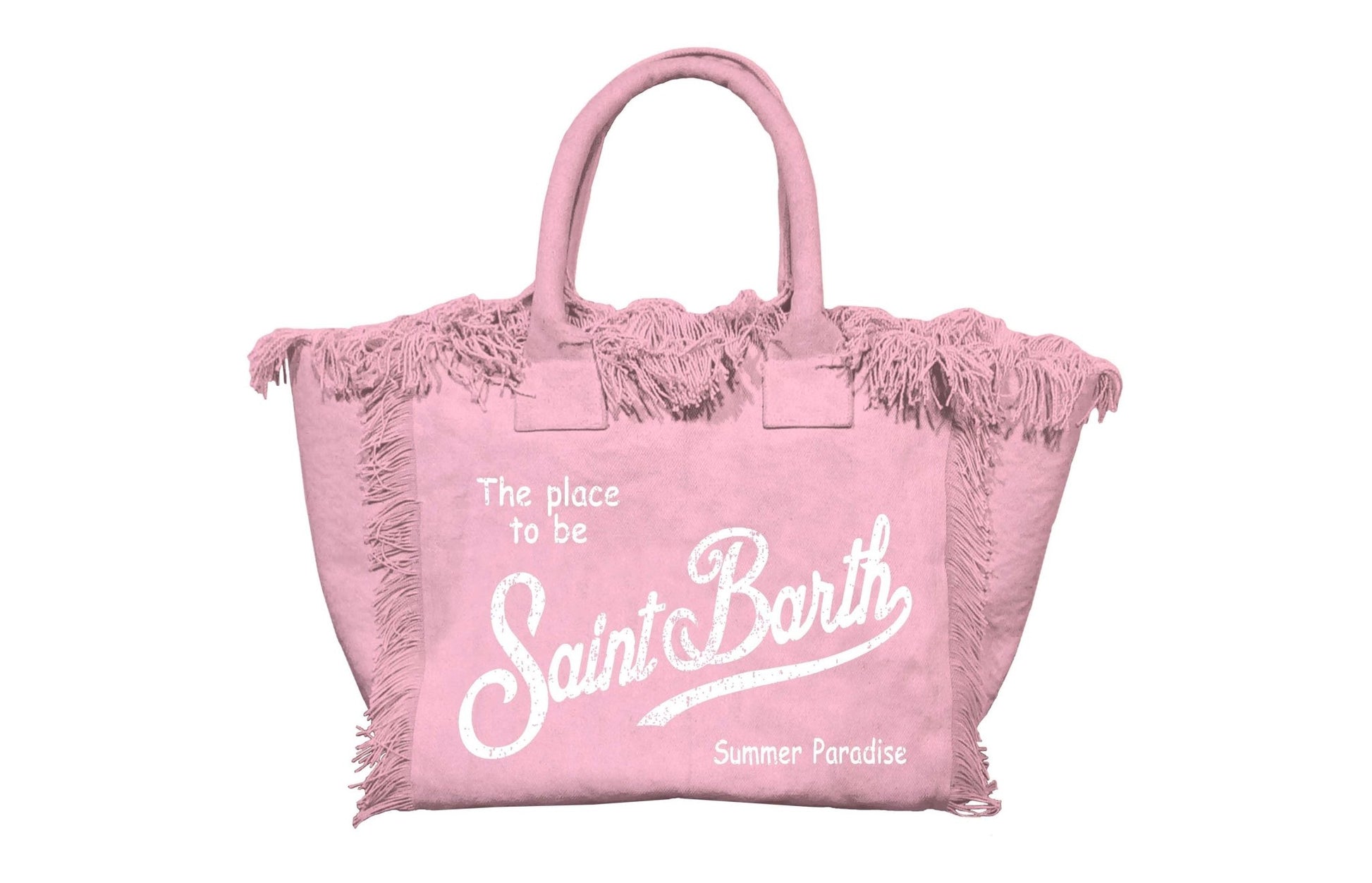 BORSA MC2 SAINT BARTH IN CANVAS ROSA CON LOGO BIANCO - Angel Luxury