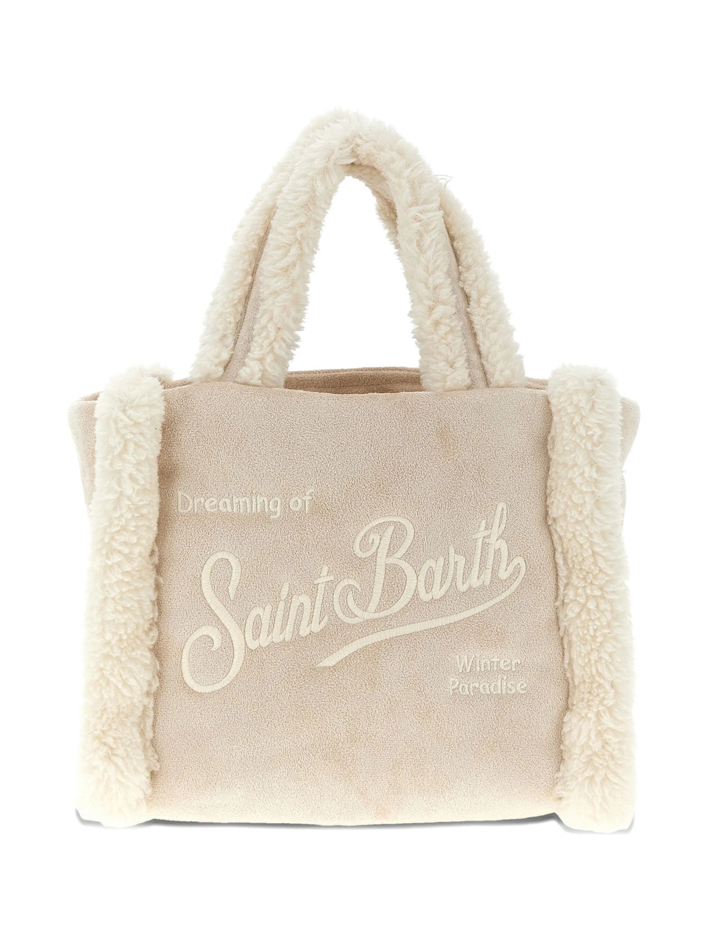 BORSA MINI BEIGE CHIARO IN CAMOSCIO CON TEDDY MC2 SAINT BARTH - Angel Luxury