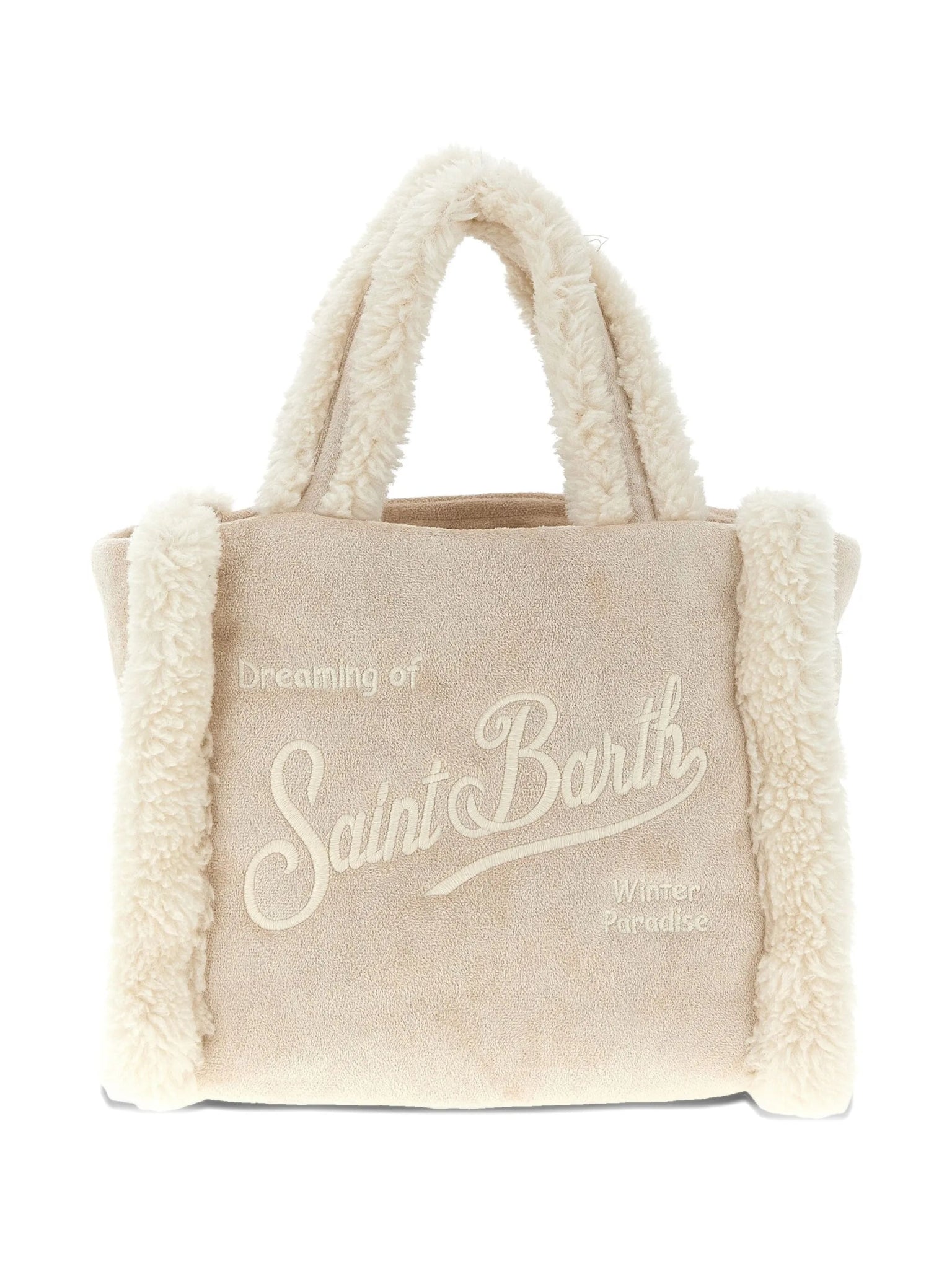 BORSA MINI BEIGE CHIARO IN CAMOSCIO CON TEDDY MC2 SAINT BARTH - Angel Luxury