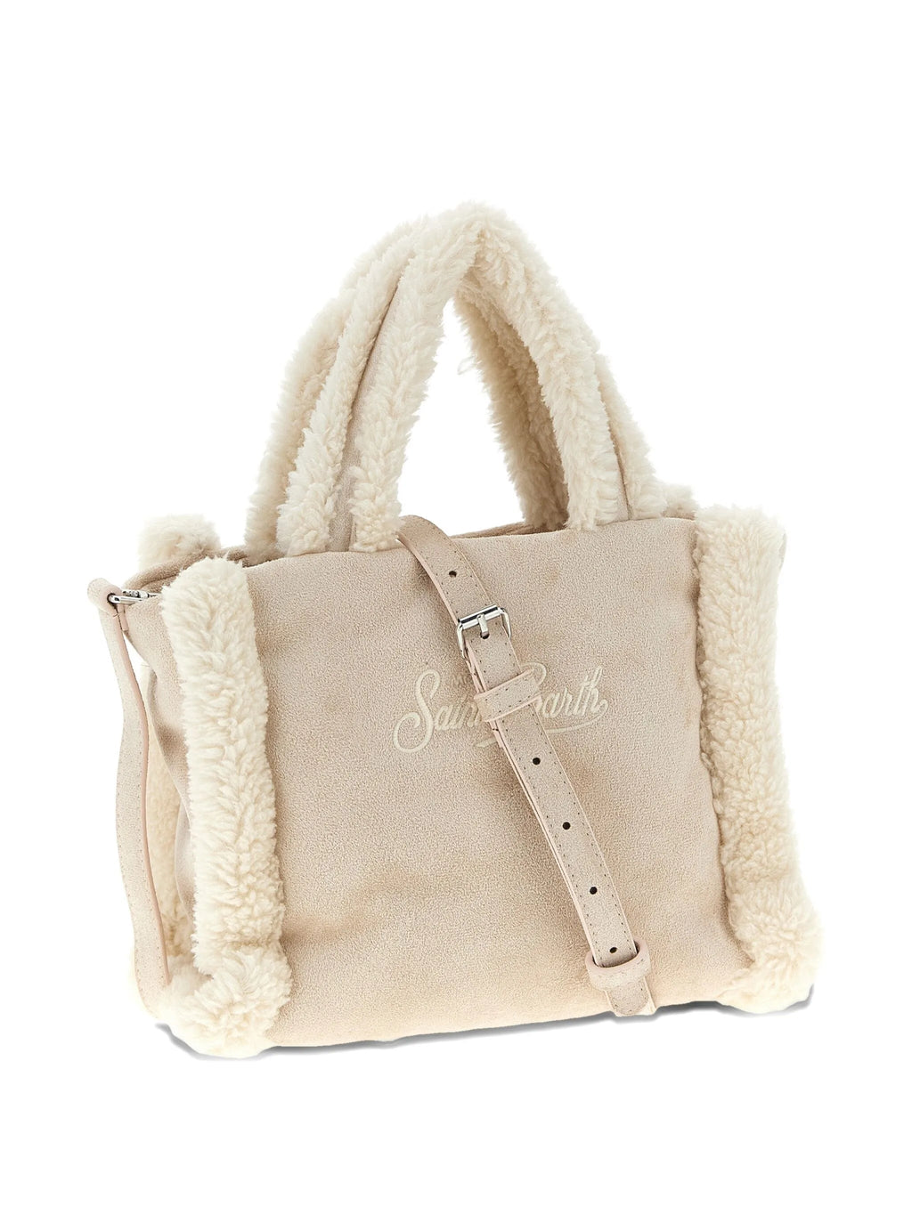 BORSA MINI BEIGE CHIARO IN CAMOSCIO CON TEDDY MC2 SAINT BARTH - Angel Luxury
