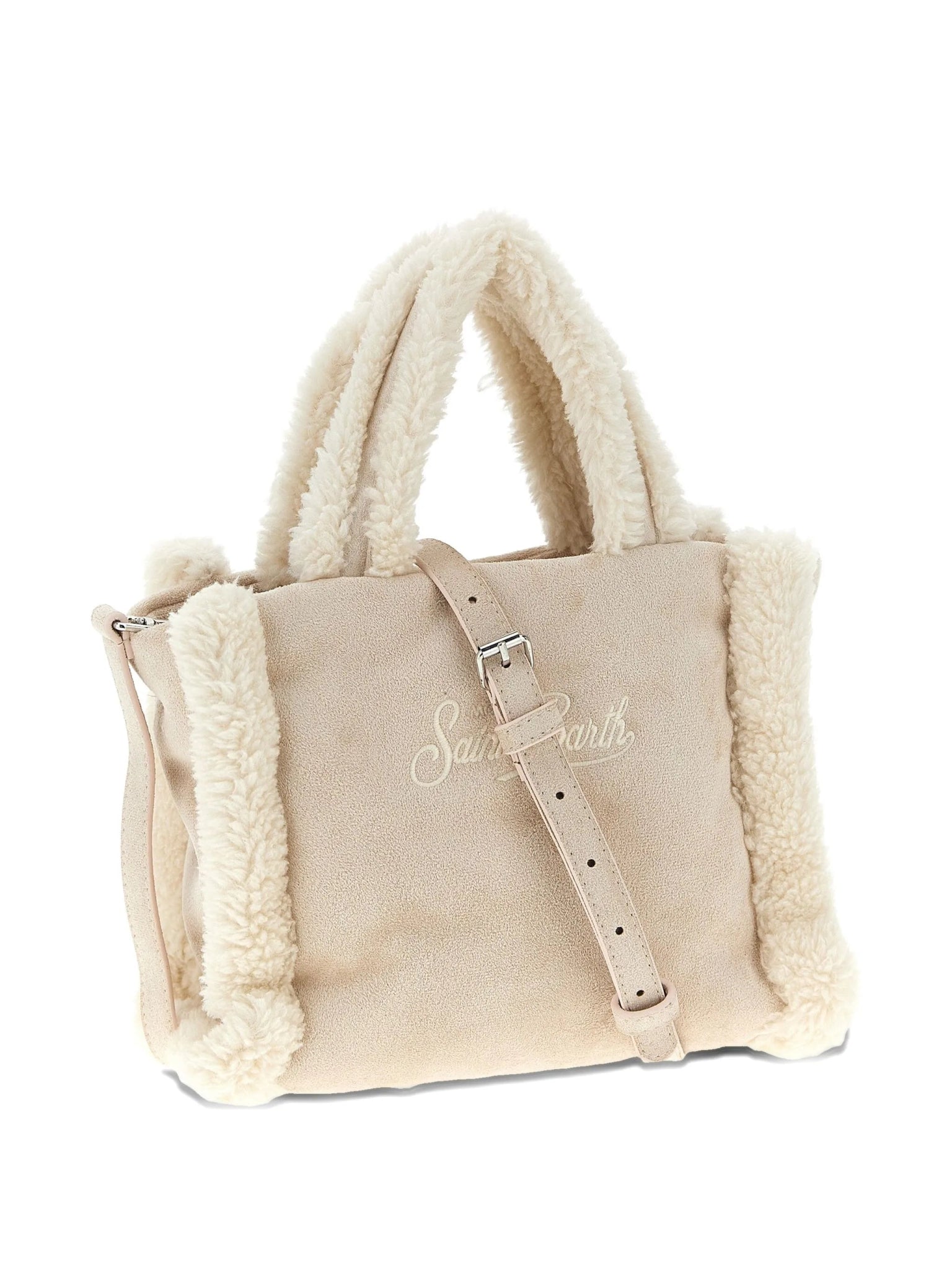 BORSA MINI BEIGE CHIARO IN CAMOSCIO CON TEDDY MC2 SAINT BARTH - Angel Luxury