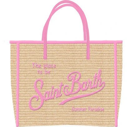 BORSA MINI IN PAGLIA ROSA MC2 SAINT BARTH - Angel Luxury