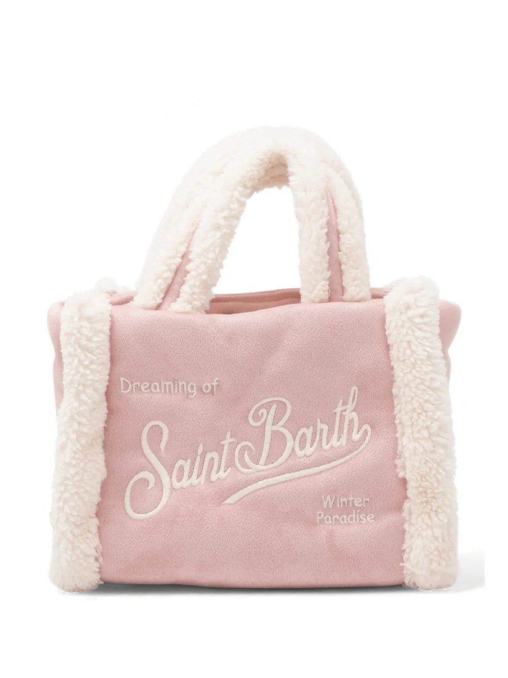 BORSA MINI ROSA IN CAMOSCIO CON TEDDY LOGO BIANCO MC2 SAINT BARTH - Angel Luxury