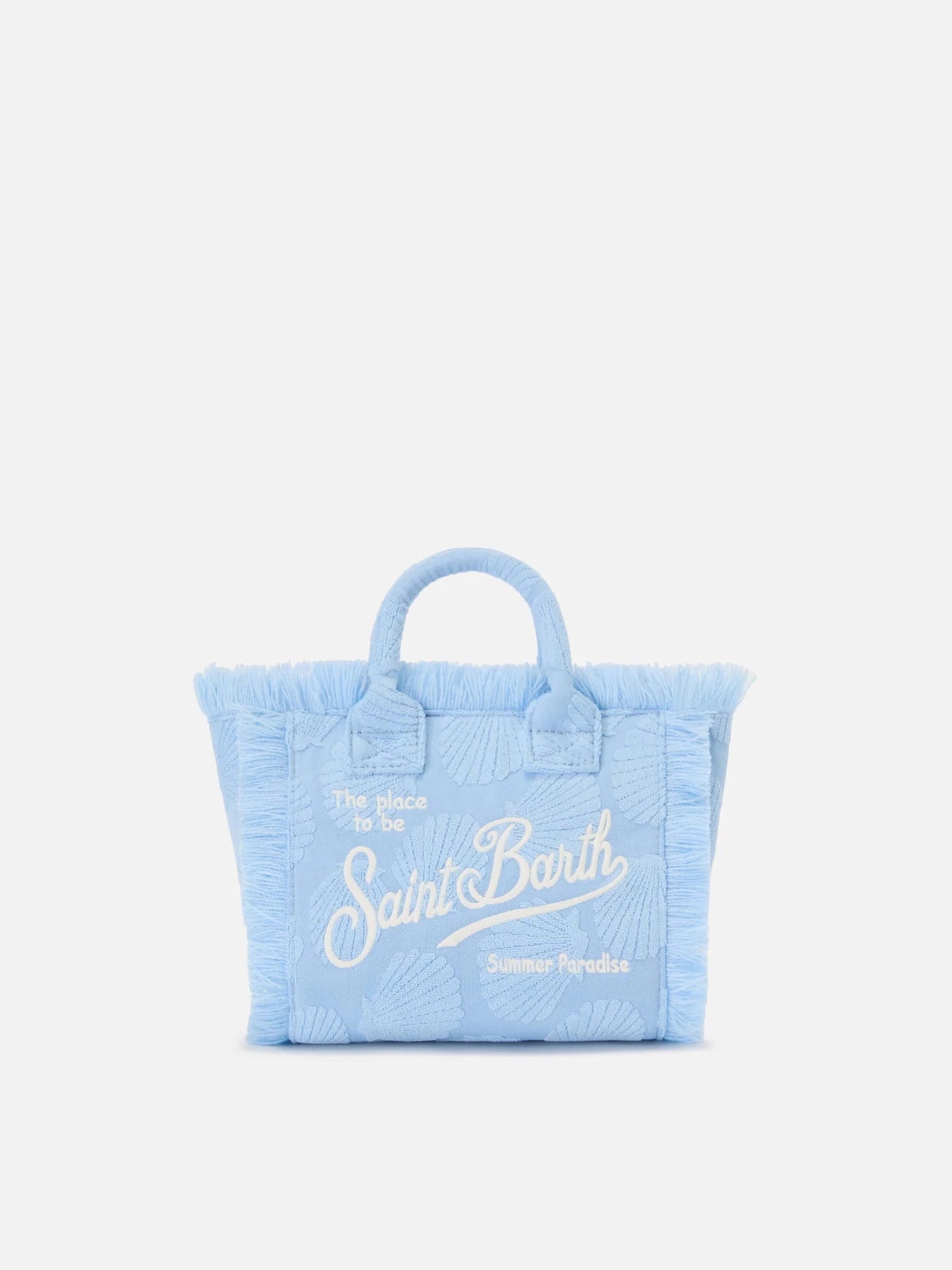 BORSA MINI VANITY IN SPUGNA AZZURRA CON CONCHIGLIE IN RILIEVO MC2 SAINT BARTH - Angel Luxury