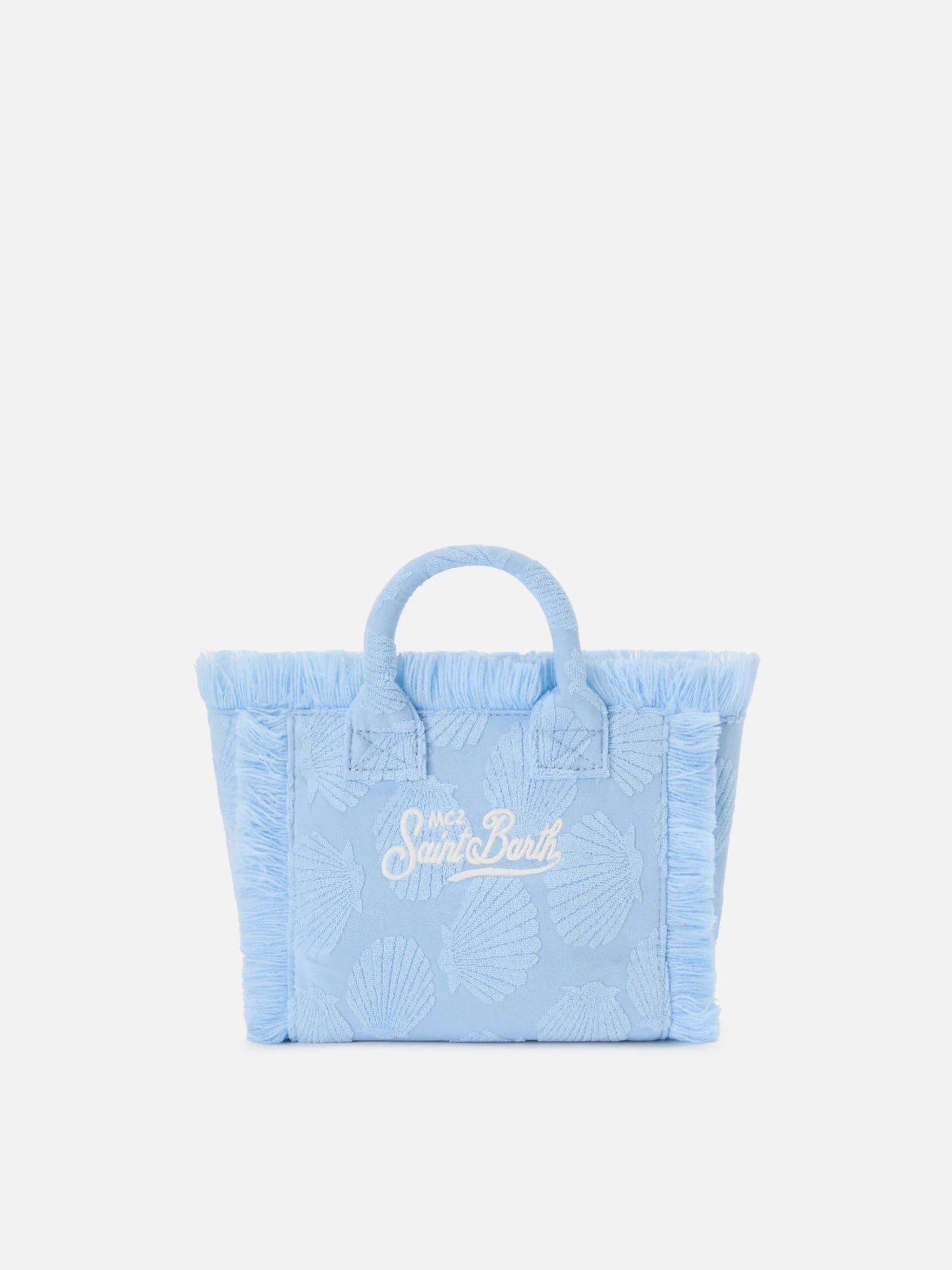 BORSA MINI VANITY IN SPUGNA AZZURRA CON CONCHIGLIE IN RILIEVO MC2 SAINT BARTH - Angel Luxury
