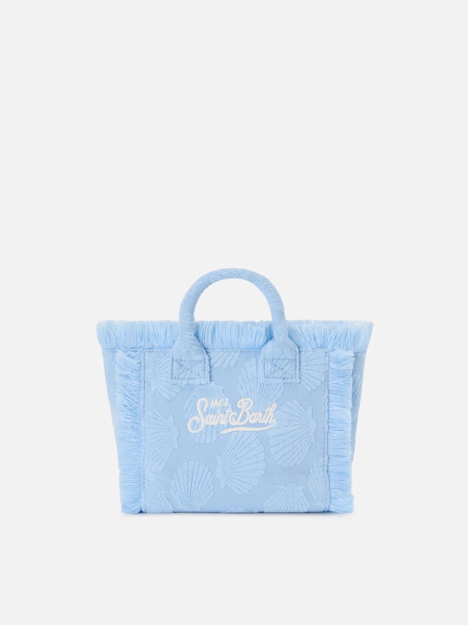 BORSA MINI VANITY IN SPUGNA AZZURRA CON CONCHIGLIE IN RILIEVO MC2 SAINT BARTH - Angel Luxury