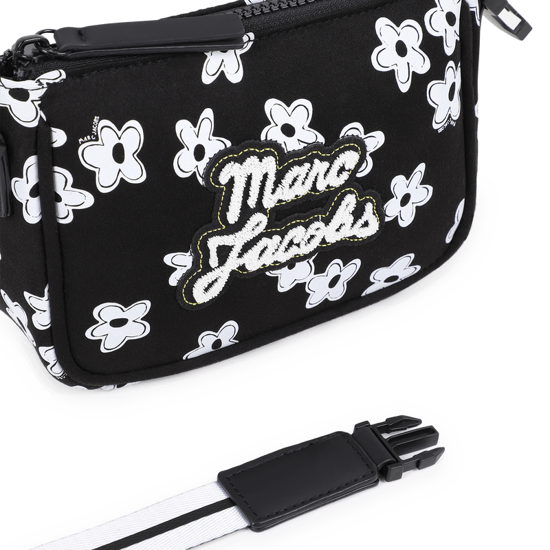 BORSA NERA CON STAMPA FLOREALE BIANCA CON LOGO MARC JACOBS - Angel Luxury