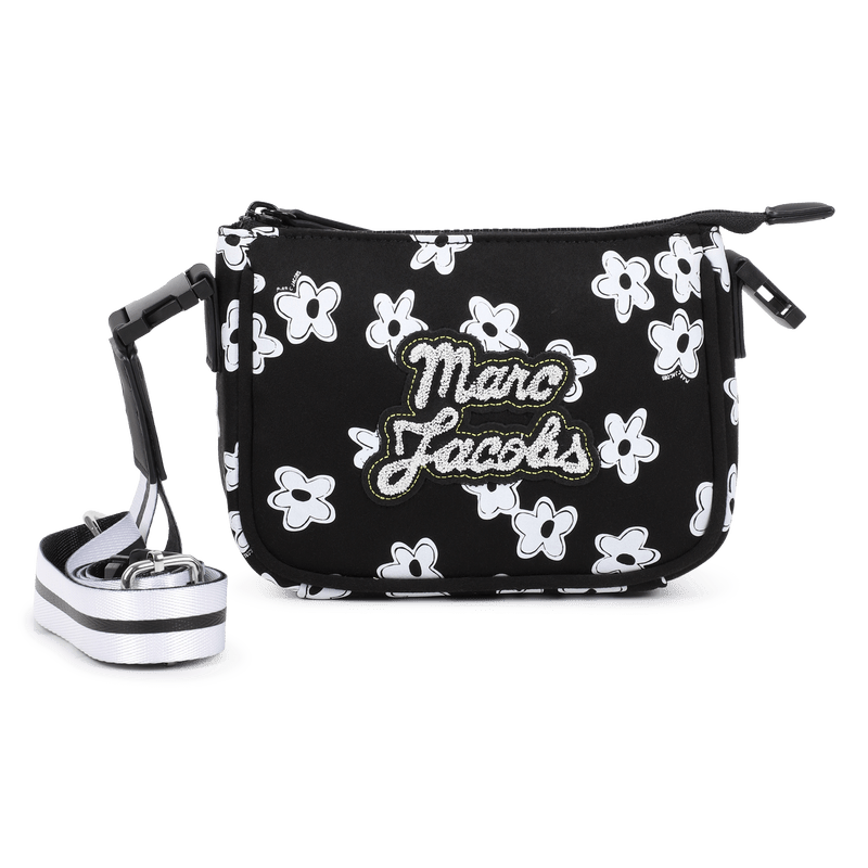 BORSA NERA CON STAMPA FLOREALE BIANCA CON LOGO MARC JACOBS - Angel Luxury