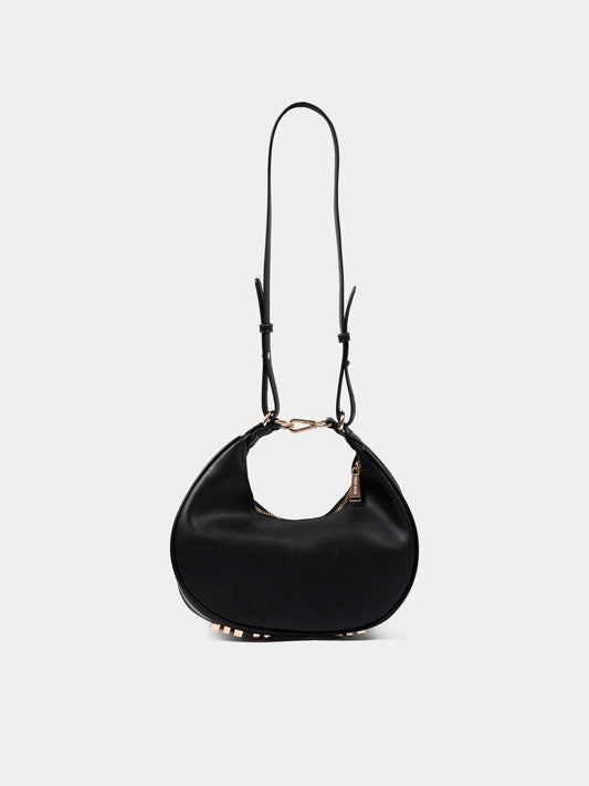 BORSA NERA CURVA LOGO IN ORO MSGM - Angel Luxury