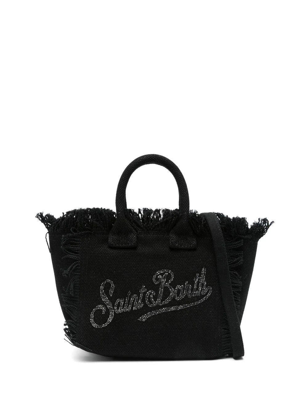 BORSA NERA IN TELA CON LOGO BRILLANTINATO MC2 SAINT BARTH - Angel Luxury