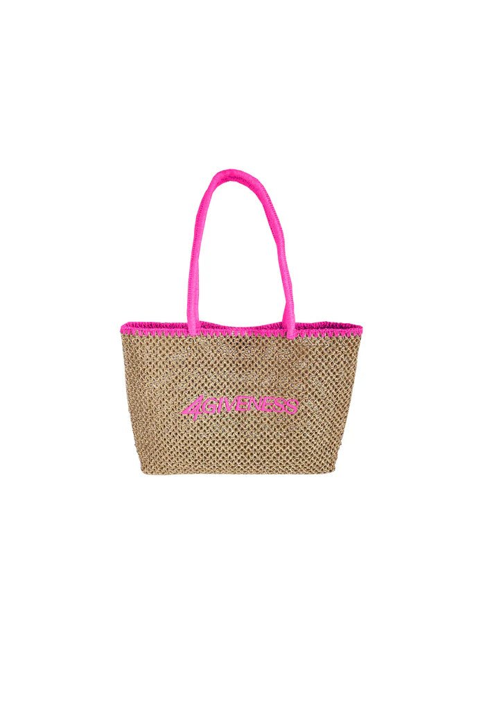 BORSA RICAMATA IN PAGLIA ROSA 4GIVENESS - Angel Luxury