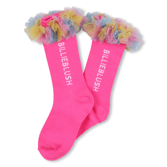 CALZE FUSCIA CON TULLE MULTICOLOR LOGO BIANCO BILLIEBLUSH - Angel Luxury