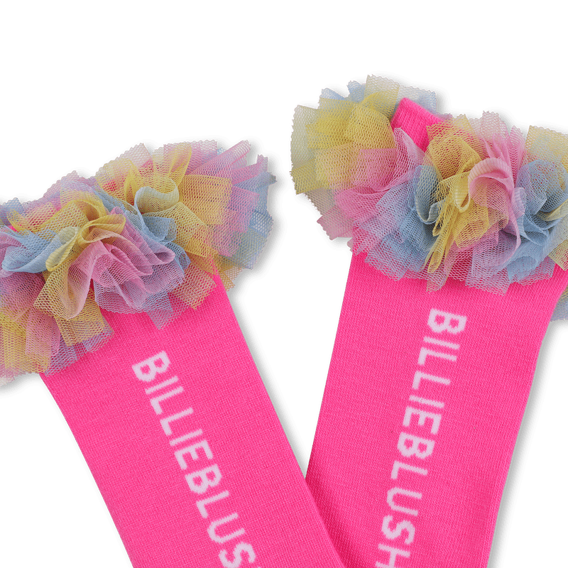 CALZE FUSCIA CON TULLE MULTICOLOR LOGO BIANCO BILLIEBLUSH - Angel Luxury