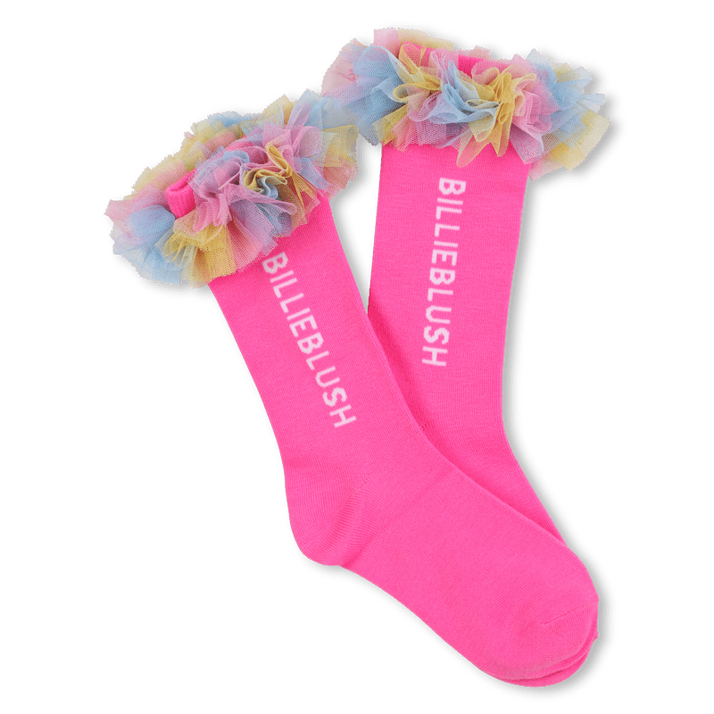 CALZE FUSCIA CON TULLE MULTICOLOR LOGO BIANCO BILLIEBLUSH - Angel Luxury
