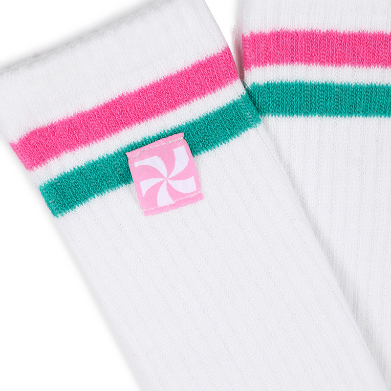 CALZETTONI BIANCHI CON FASCE ROSA E VERDI KIDS AROUND - Angel Luxury