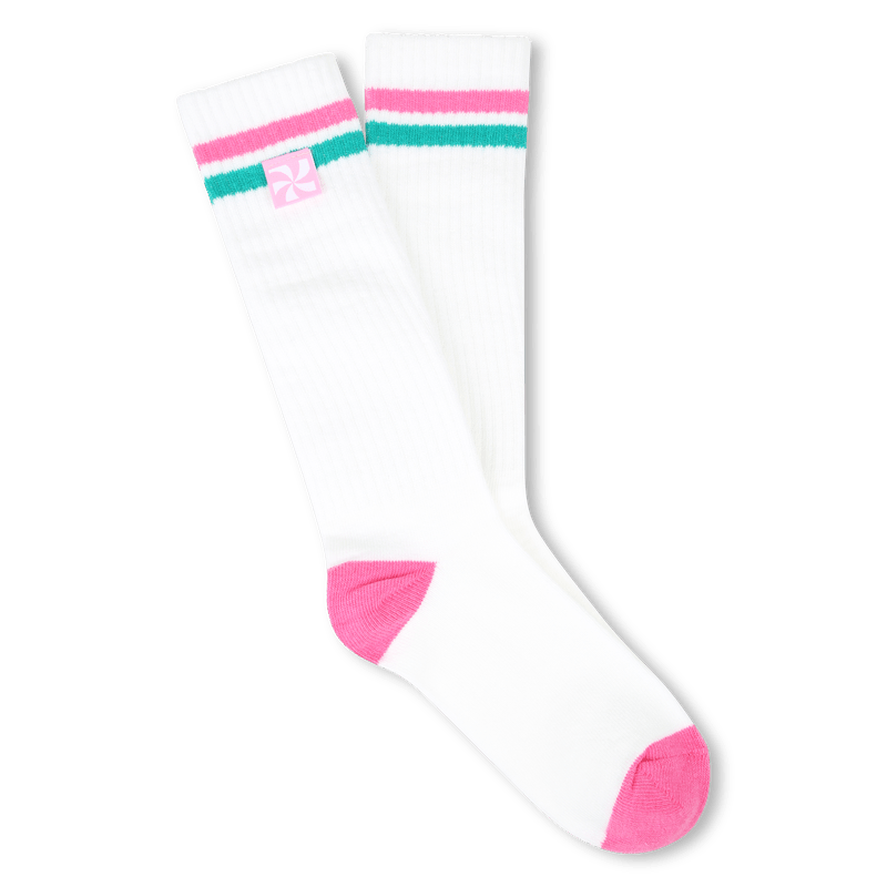 CALZETTONI BIANCHI CON FASCE ROSA E VERDI KIDS AROUND - Angel Luxury