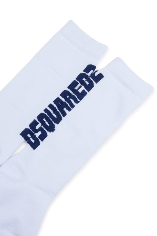 CALZINI BIANCHI CON LOGO BLU DSQUARED2 - Angel Luxury