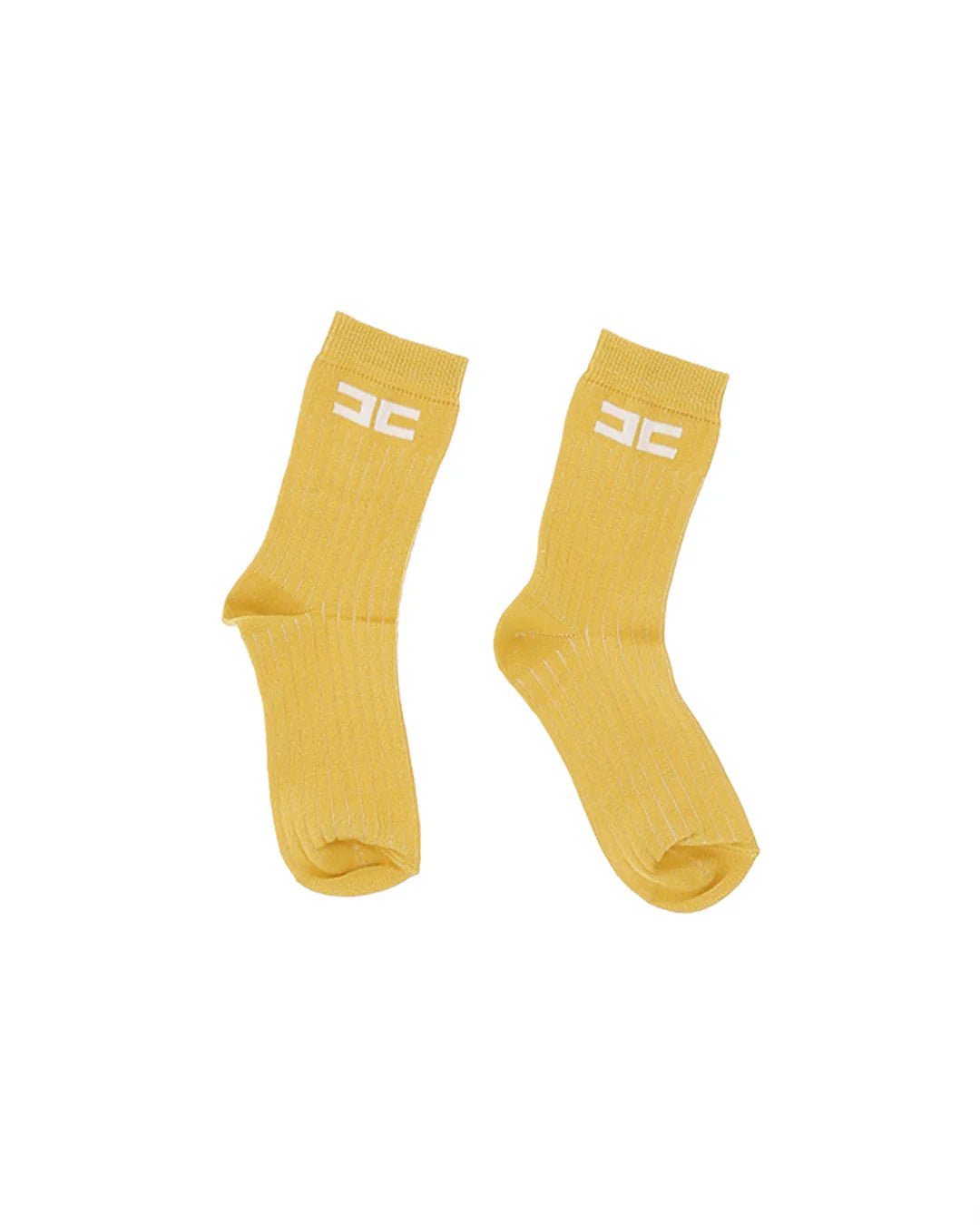 CALZINI GIALLO CON LOGO AVORIO ELISABETTA FRANCHI - Angel Luxury