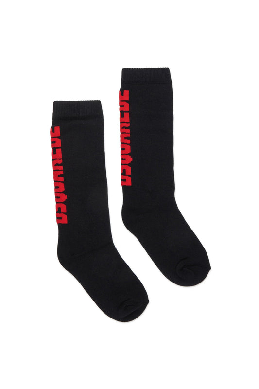 CALZINI NERI CON LOGO ROSSO DSQUARED2 - Angel Luxury