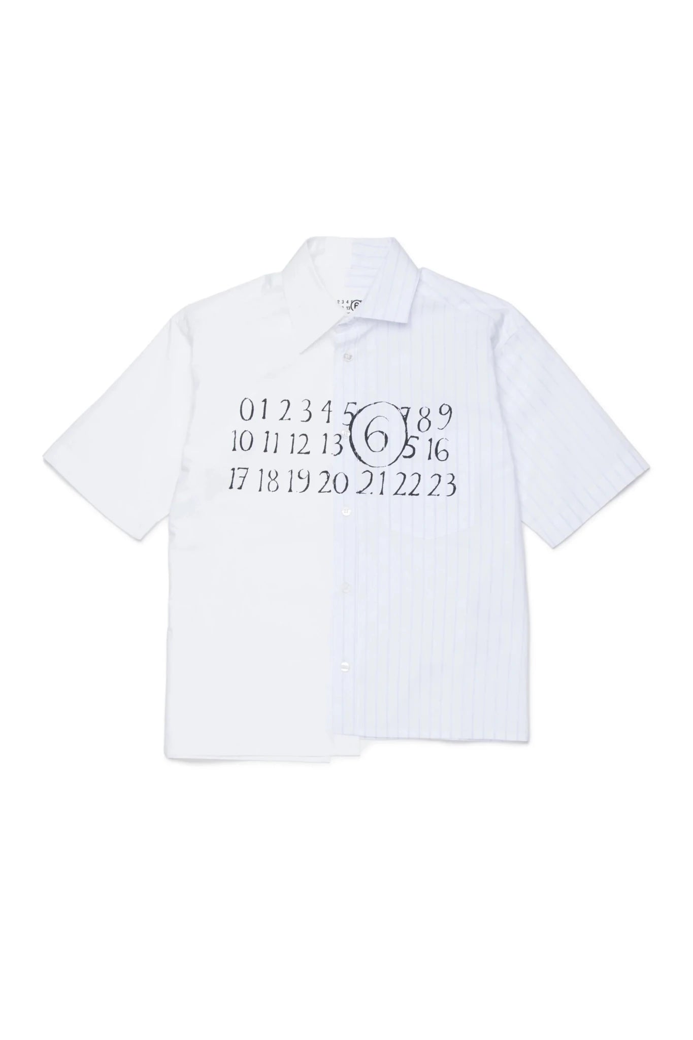 CAMICIA A RIGHE AZZURRO E BIANCA CON LOGO NUMERICO MAISON MARGIELA - Angel Luxury