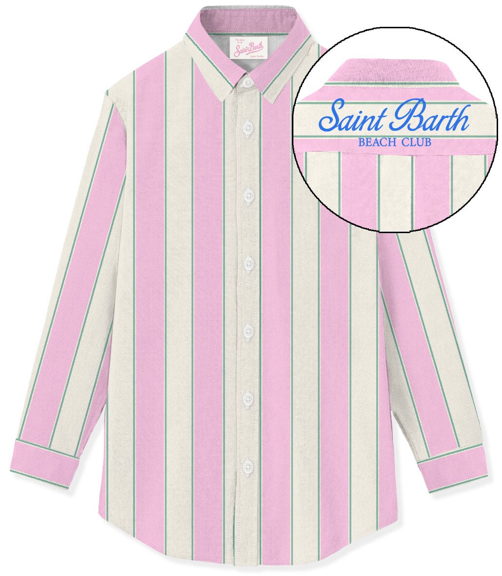 CAMICIA A RIGHE BIANCA/ROSA MC2 SAINT BARTH - Angel Luxury