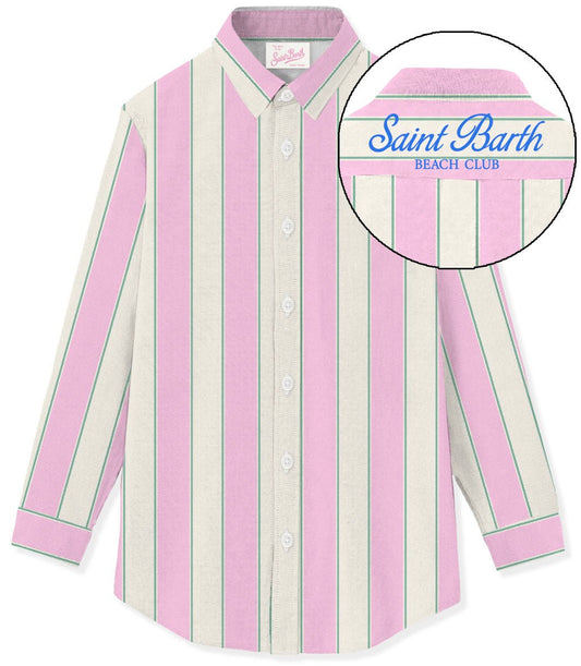 CAMICIA A RIGHE BIANCA/ROSA MC2 SAINT BARTH - Angel Luxury