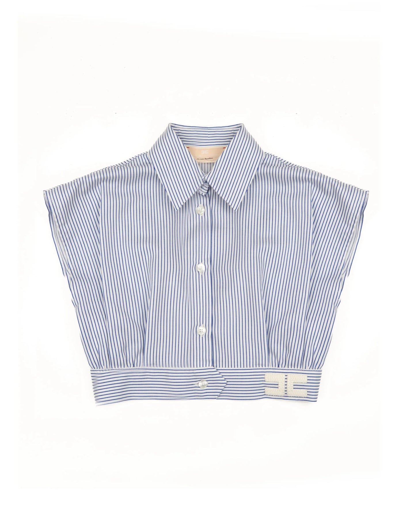 CAMICIA A RIGHE BIANCO E BLU CON LOGO IN RICAMO ELISABETTA FRANCHI - Angel Luxury